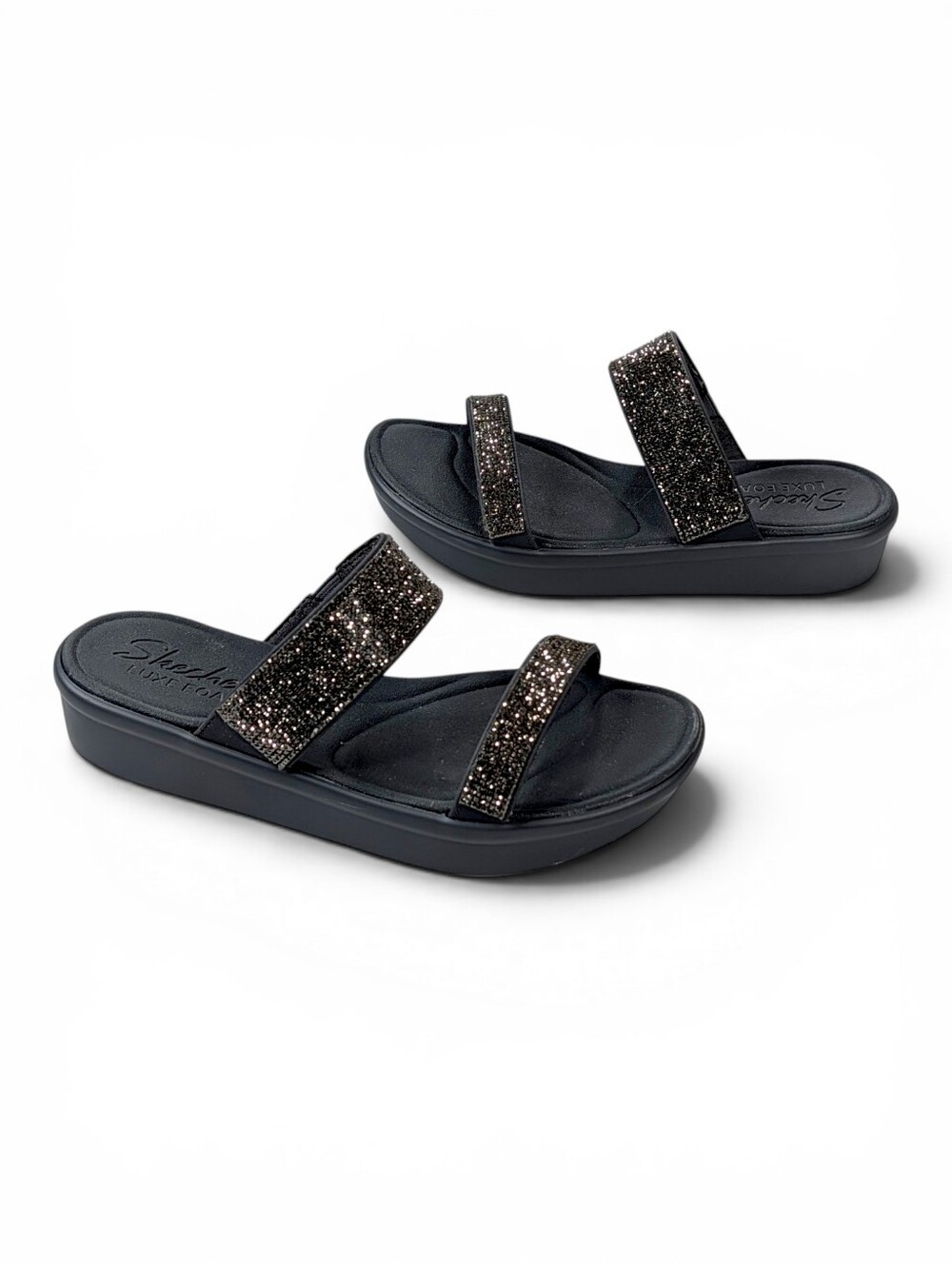 Skechers Bumblers Rhinestone Sandals Bright Start Women's 8 Gray Wedge Shoes